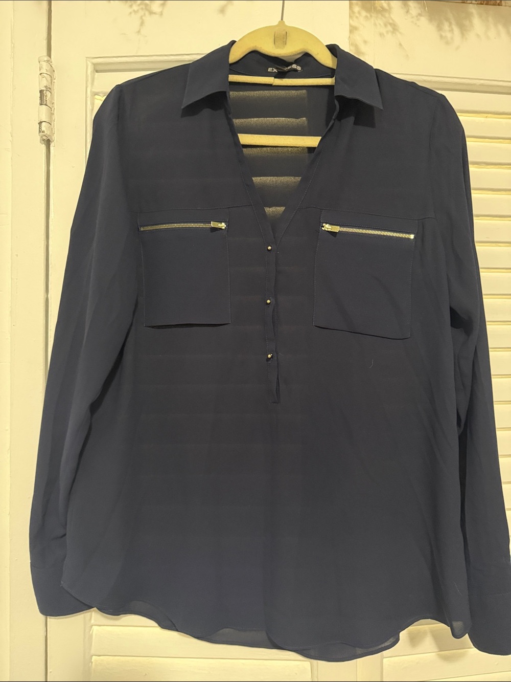 Express Long Sleeve Button Front Blouse